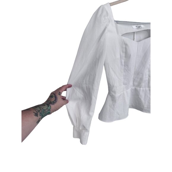 Storets long puff sleeve peplum fitted blouse size M victorian cottage clean - Picture 3 of 7